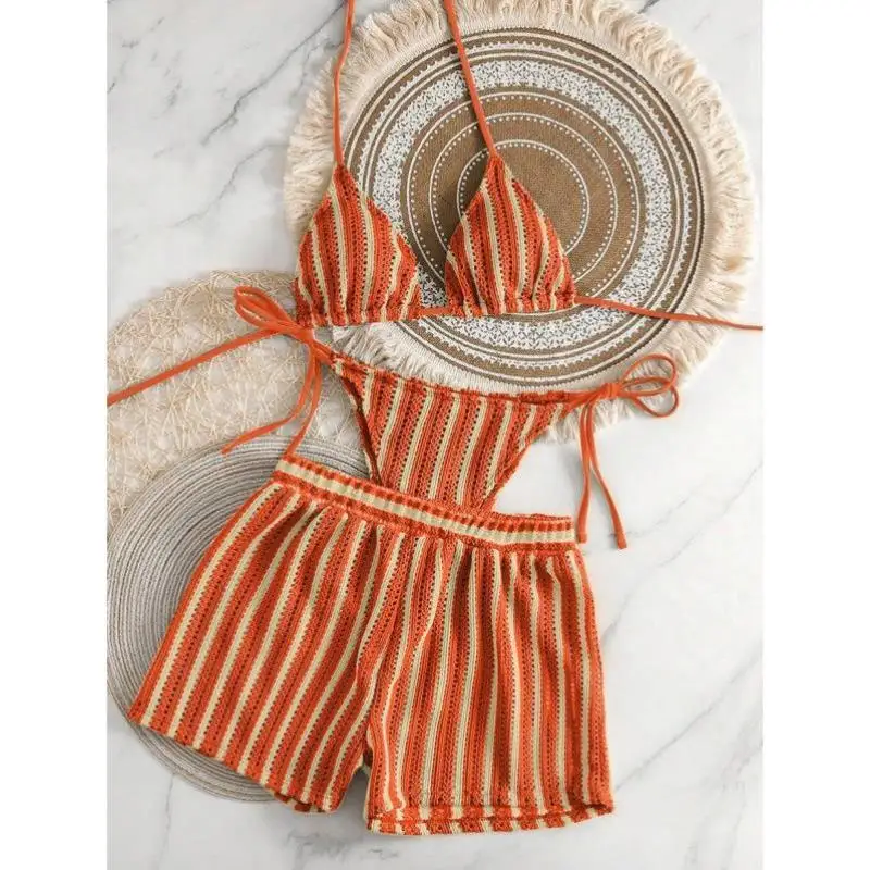 

n Sle Hook Knitted Fabric Swimwear Tee Piece Set D 49989 Design Belted Casual Sportswear for Men Autumn Season Sev...