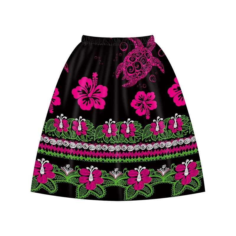 New Tropical Hawaiian Island Flower Pattern Skirt High Waist Casual Daily Office Outfit Printed Skirts Custom