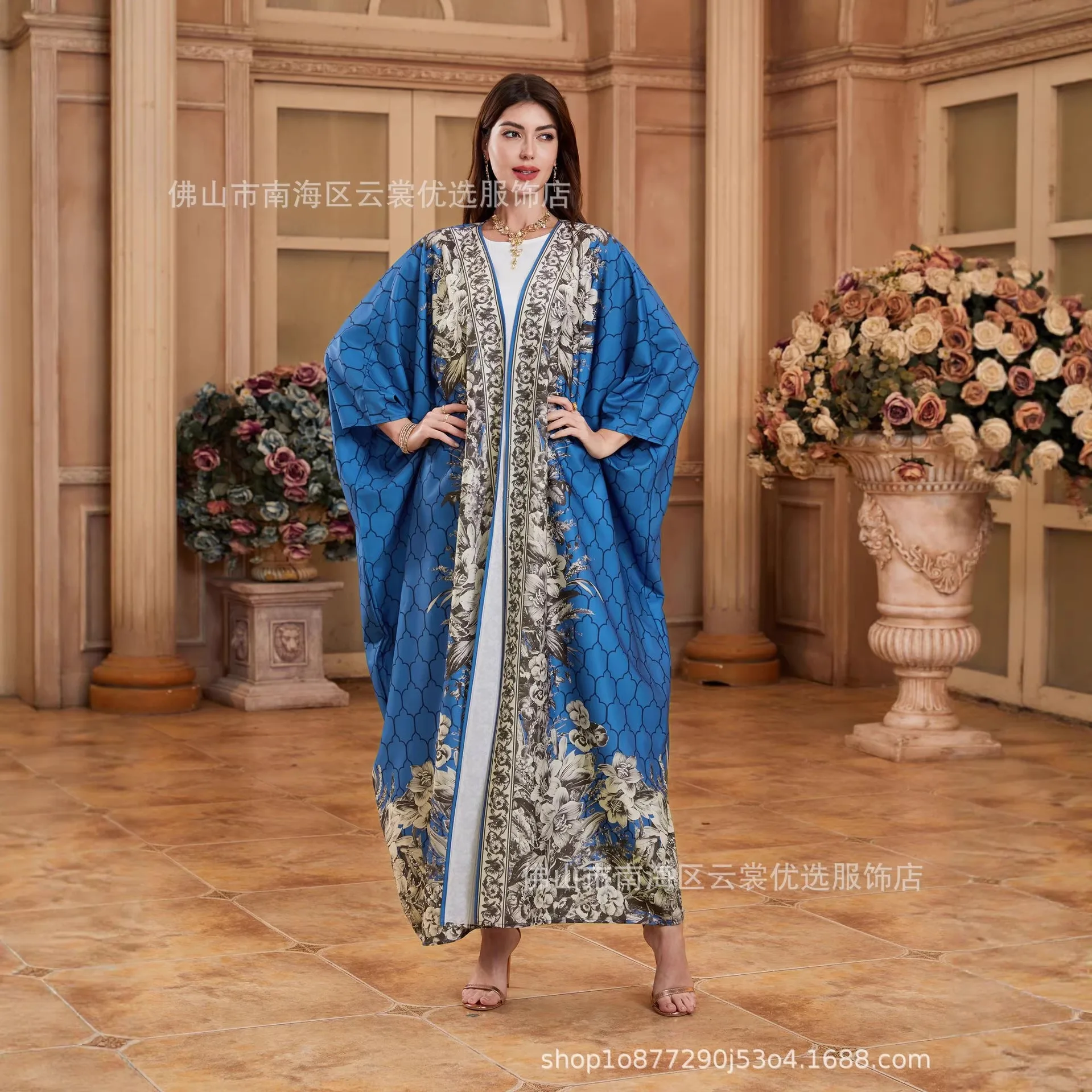 

Женское платье-абайя для праздника Ид, кардиган с принтом в дубайском стиле, мусульманская джалабия, марокканское платье, кафтан с бриллиантами, арабское платье для Рамадана