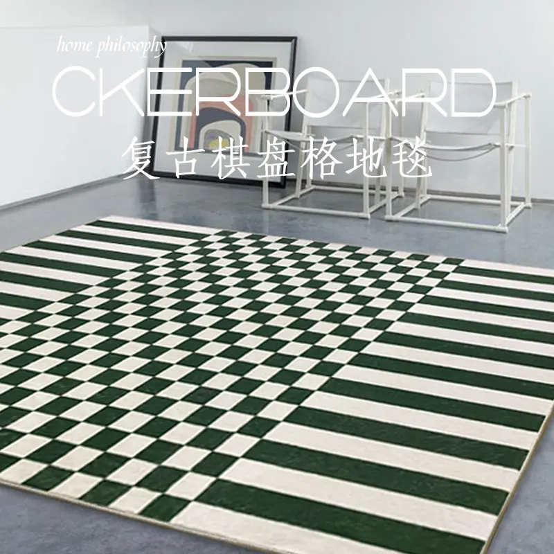 Modern Minimalist Carpets for Living Room Thick Washable Lounge Rug Checkerboard Bedroom Decor Plush Carpet Home Non-slip Mat