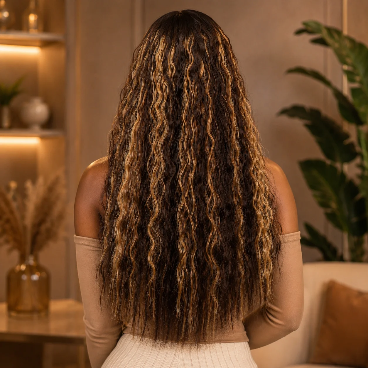 24Inch Long Wavy Invisible Wire Halo Hair Extensions 130g Synthetic Heat Resistant High Temperature Fiber Lightweight Hair