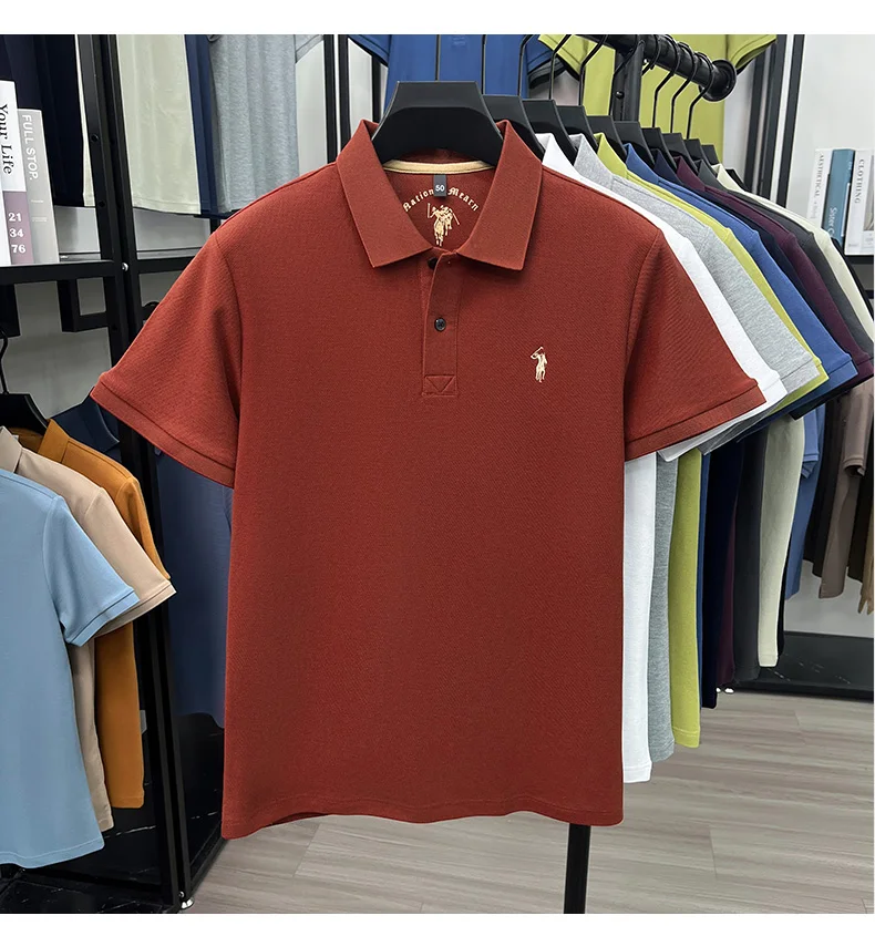 High-End 100% Baumwolle Kurzarm Polo Shirt Sommer Mode Luxus Marke Pony Stickerei T-Shirt Business Freizeit Golf Herrenkleidung – Detail 14