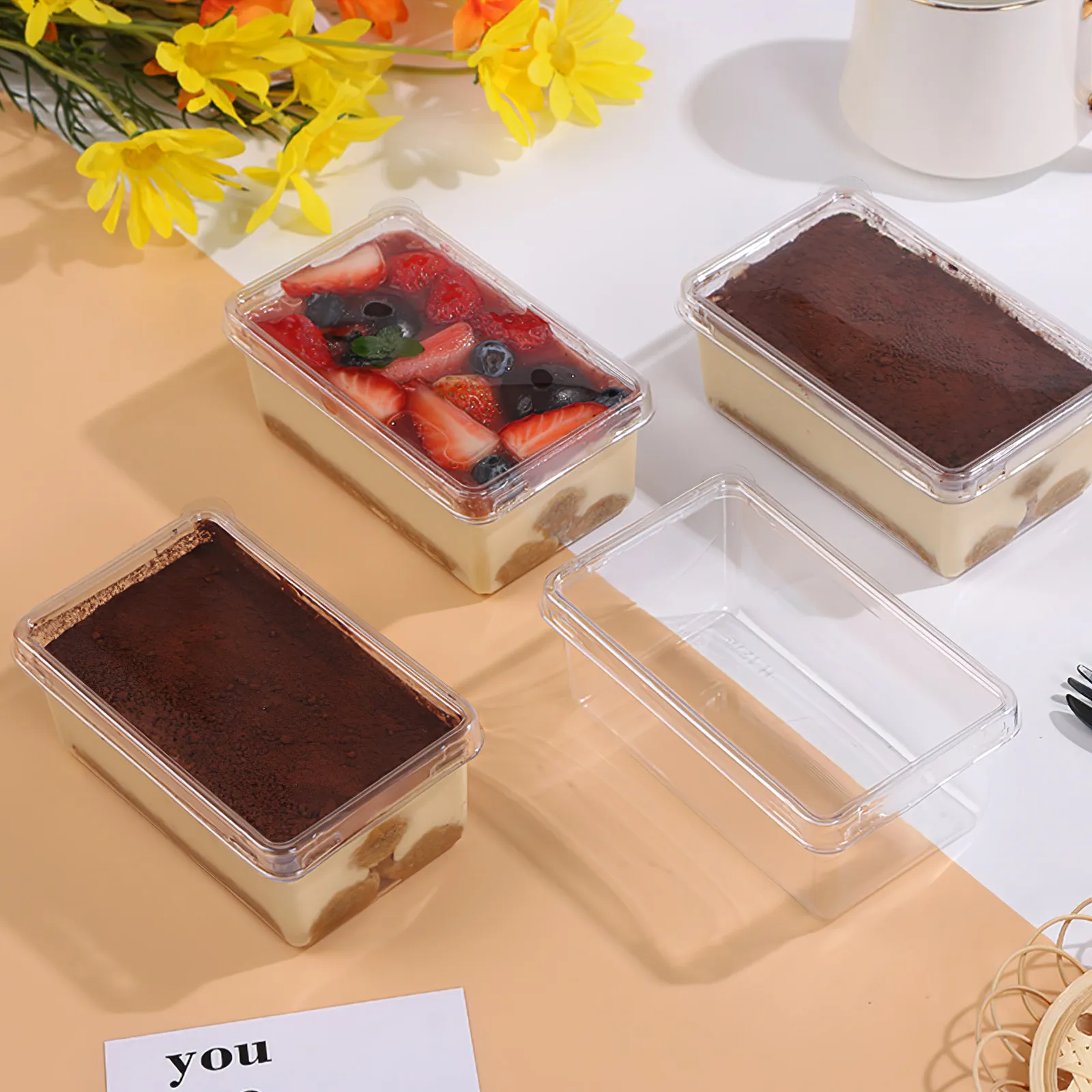 10Pcs Transparent Cake Containers Clear Tiramisu Boxes Portable Mini Dessert Cake Holders Bakery Packaging Transparent Boxes view 2