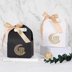 Muslim Eid al Fitr gift bag with bow ribbon, Ramadan candy biscuit chocolate gift box, DIY home decoration products