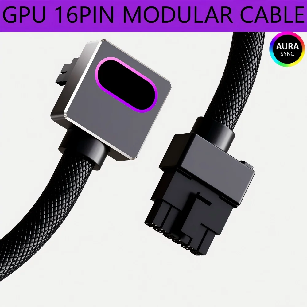 Модульный кабель видеокарты GPU16Pin, AIJS 18AWG, дизайн «папа-папа», ARGB 12VHPWR с 5 В, 3 контактами 5090, не применеется