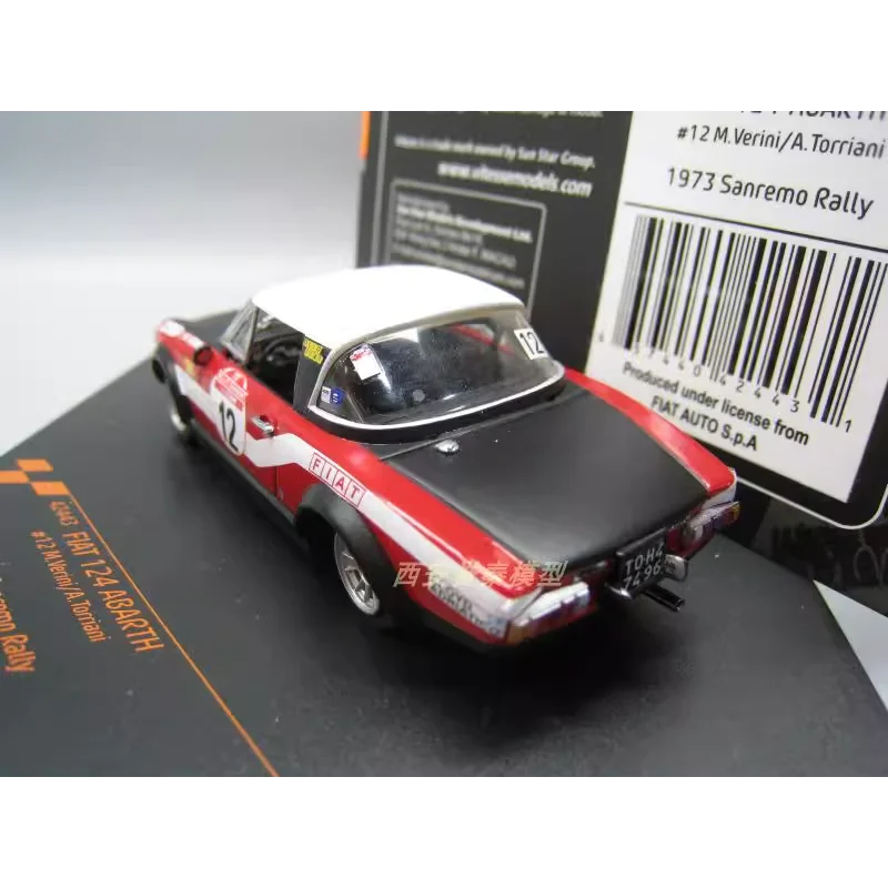 Diecast 1/43 Scale Fiat 124 ABARTH 1974 Rally Car Model Collectible Toy Gift Souvenir Display Ornament