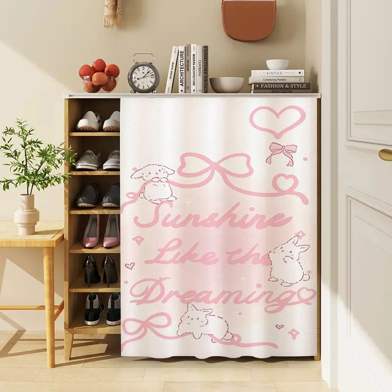 VIKAMA Cute Kawaii Bunny Velcro Cover Curtain Cabinet Bedroom Dresser Dustproof and Ugly Covering Curtain Home Decoration