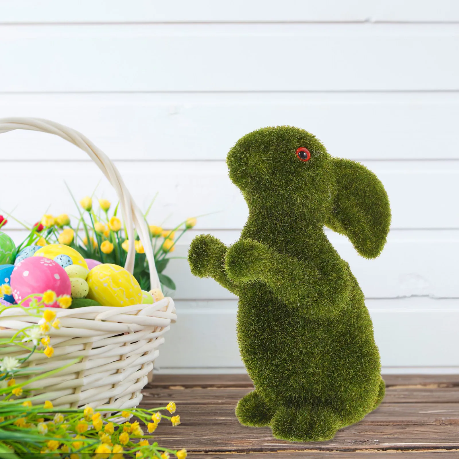 

Easter Flocking Bunny Statue Bright Green Lovely Rabbit Decoration Indoor Outdoor Easter Party Tabletop Adornment Photo Prop