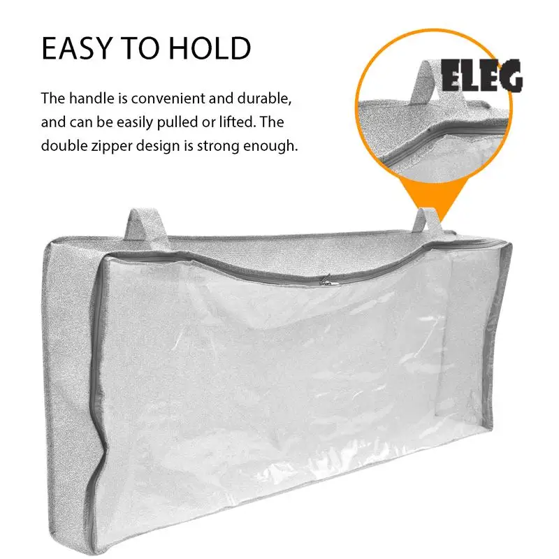 

ELEG-Foldable Under Bed Bags Large Under Bed Storage Boxes Thick Breathable Underbed Clothes Storage Bags Zippered Organizer