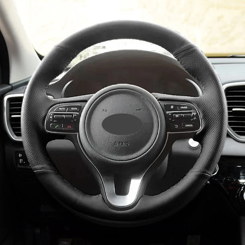 

Hand Braid Car Steering Wheel Cover For Kia Sportage 4 KX5 K5 2016 2017 Soft Black Perforated Microfiber Leather Decoration
