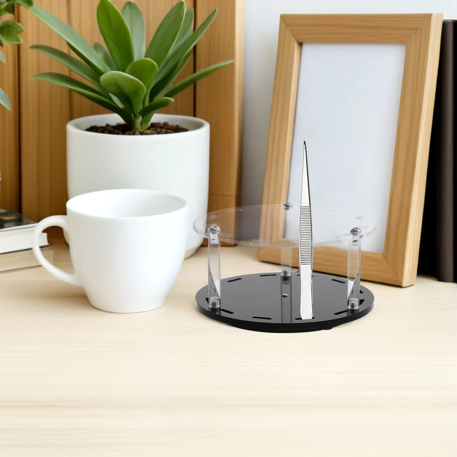 12-Hole Detachable Rotating Lash Tweezer Holder Stand Black Eyelash Extension Tool Organizer Storage Rack for Salon and Home Use