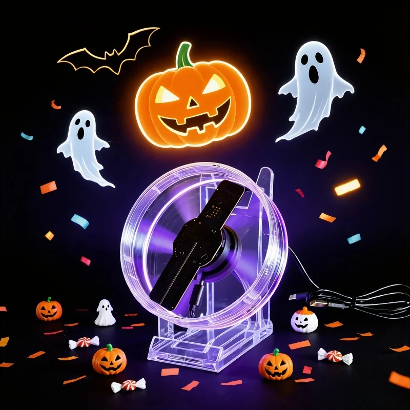 12cm Mini 3D Holographic Fan Projector LED Advertising Machine with Bluetooth Audio for Christmas Holiday Gift Home Party Decor