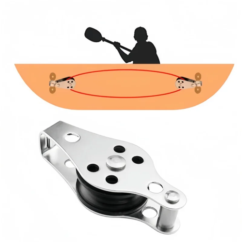 

4 шт., морской парусник из нержавеющей стали 316, высокая нагрузка, скользящий блок с подшипником, нейлоновый одиночный шкив, поворотная скоба, веревка