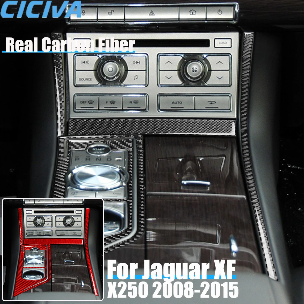 

Real Carbon Fiber Car Accessories Center Console Gear Panel Decorative Trim Cover Soft Sticker For Jaguar XF X250 2008-2015