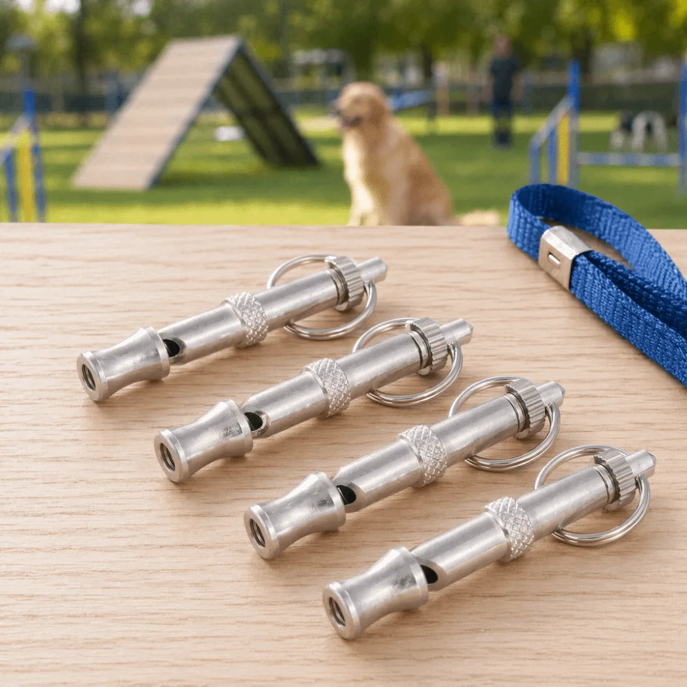4Pcs Stainless Steel Ultrasonic Whistle Non-Toxic Finish Durable Dog Training Whistle Loud Voice Anti-Corrosion