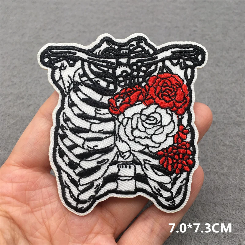 Embroidery Patch Stripe for Jacket Sewing Patch Ironing Applications Funny Punk Skull Cartoon Textile Backpack Iron on