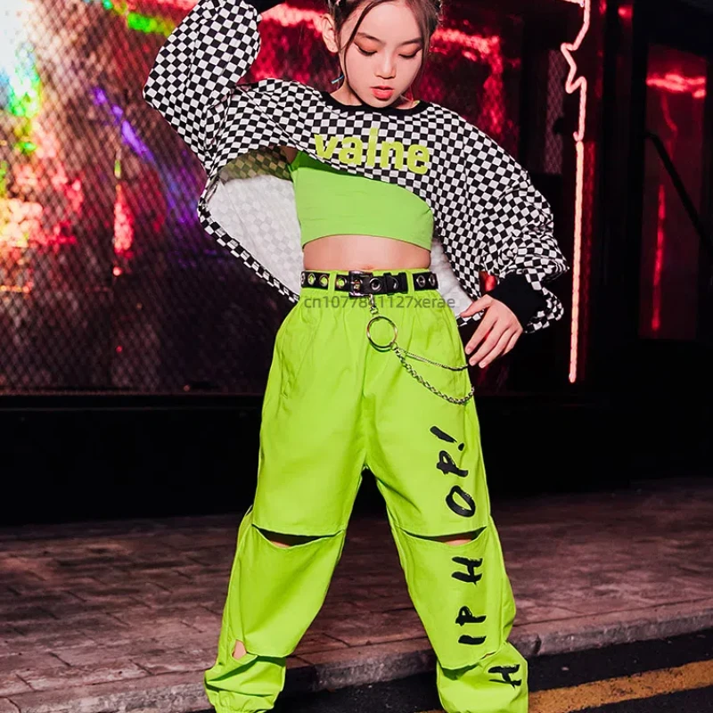 

Костюмы для джазовых танцев для девочек, детские комплекты для уличных танцев в стиле хип-хоп и укороченных, детские танцевальные костюмы для выступлений для девочек