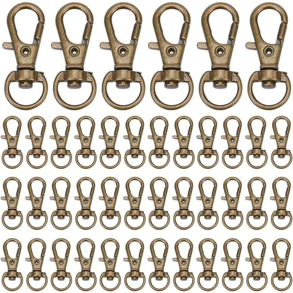 100 Pieces Iron Lobster Claw Clasps Swivel LanyardsTrigger Snap Hooks Strap 32.5x11mm for Keychain DIY Bags and Jewelry Findings