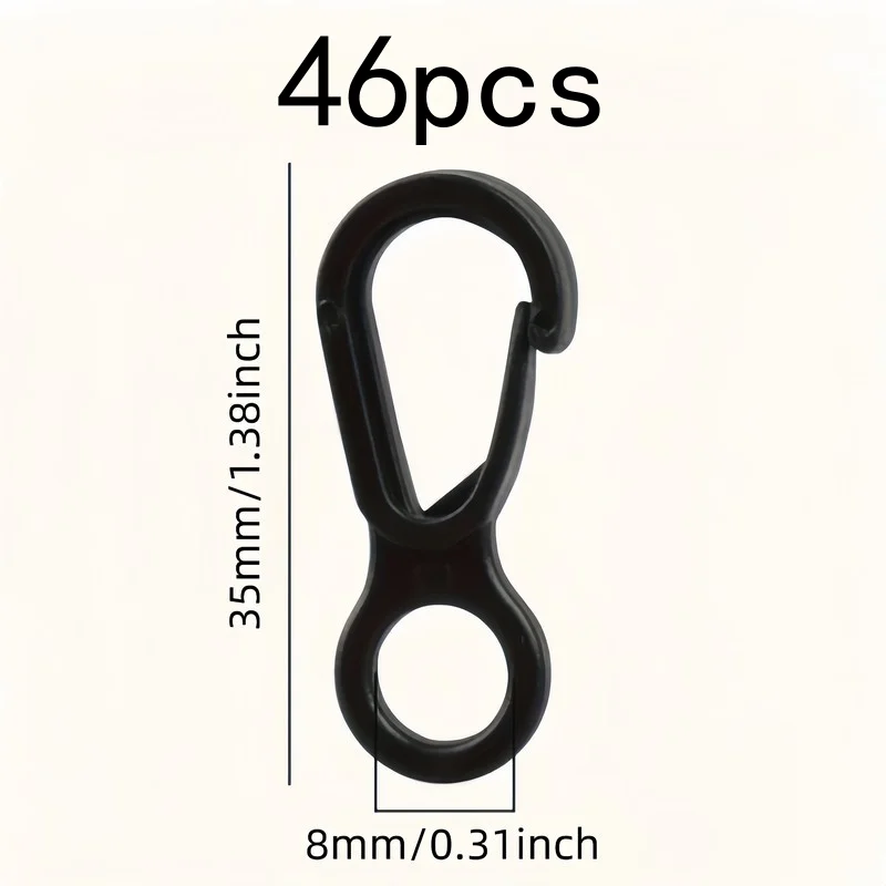 46 pcs Snap Hooks, Durable and Easy to Clip, for Camping Lights, Keys and Backpack Accessories, Easy to Install