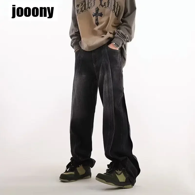 

Casual Baggy Denim Pants Streetwear American Style Fashion Wide Leg Trouser Mens Jeans High Waist Retro Straight Daily Versatile