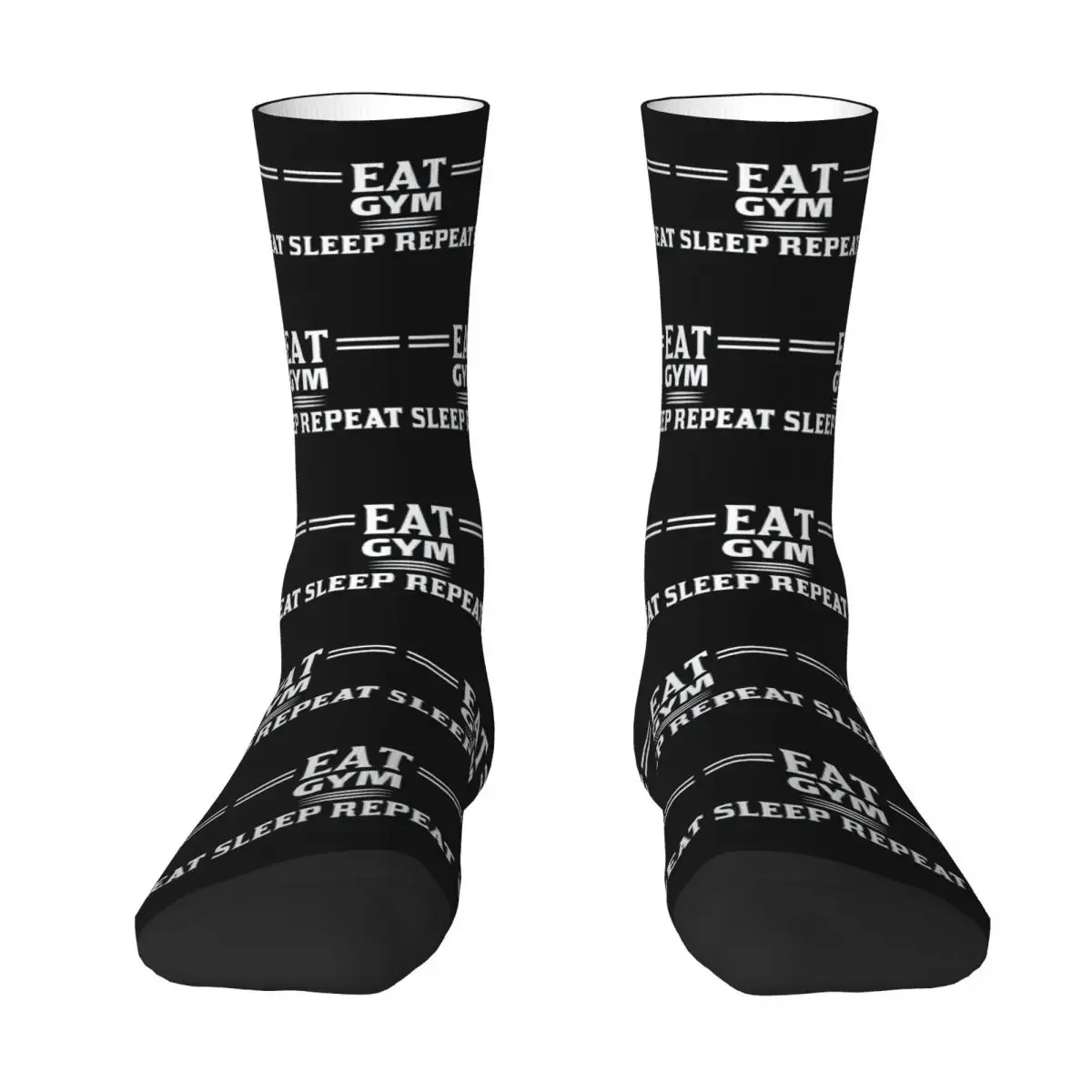 Eat Sleep Train Repeat Gym Motivational Quote Socks Harajuku Stockings All Season Long Socks Accessories for Man's Woman's Gifts