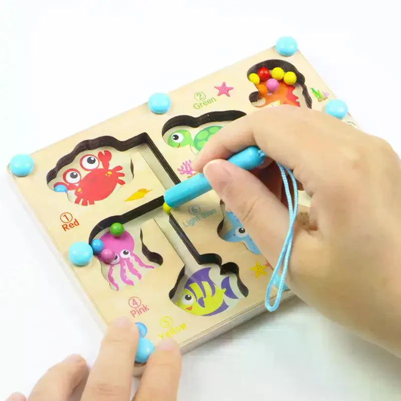 Stylo magnétique pour enfants, jeu de balle mobile, tri des couleurs, planche de comptage, jouets éducatifs d'entraînement