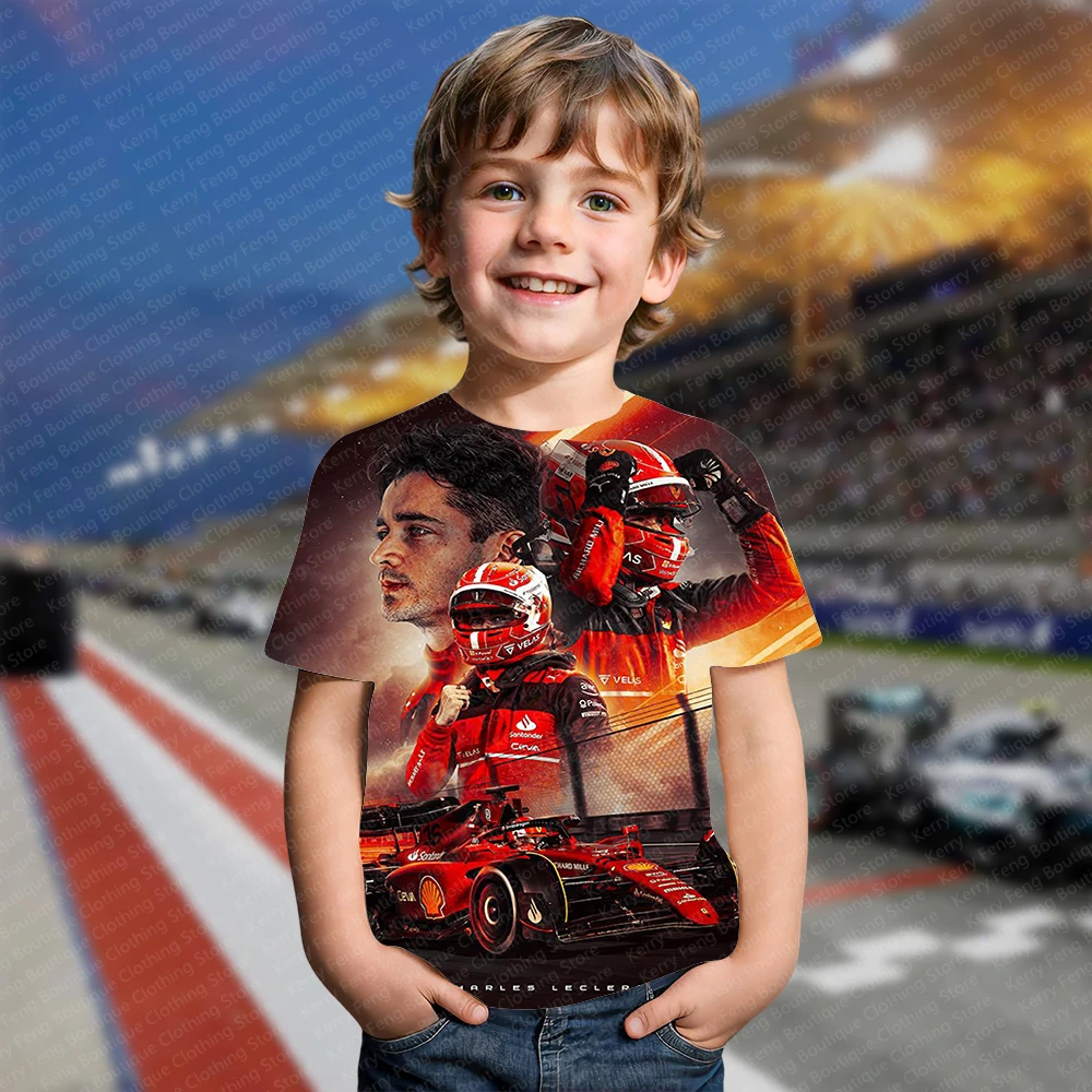 Summer Hot Selling F1 Racing Print Kids Adult T-shirts Short sleeved Daily Leisure F1 Fans Fashion Top