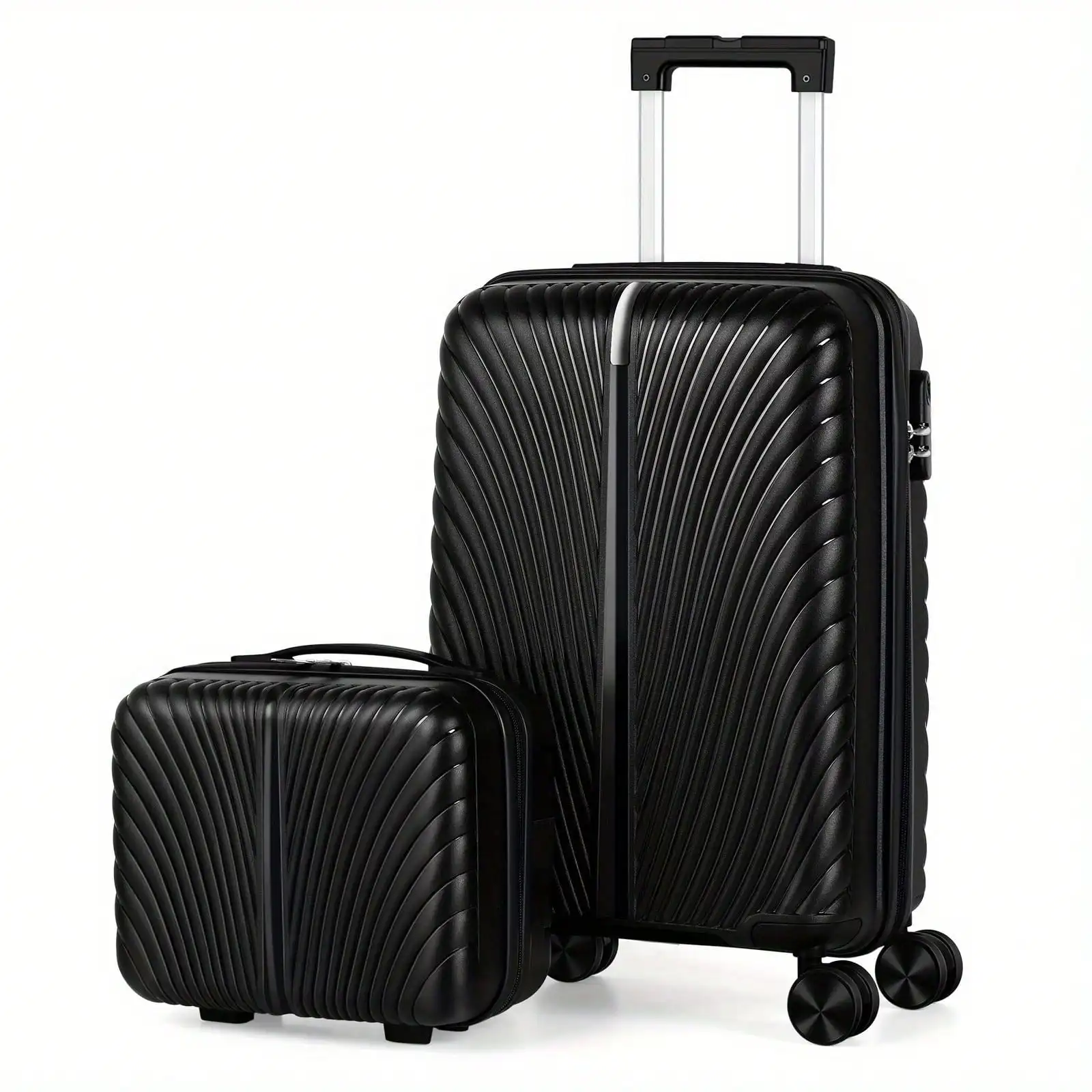 2-Piece Lightweight Carry-On Spinner Luggage Set ,Black
