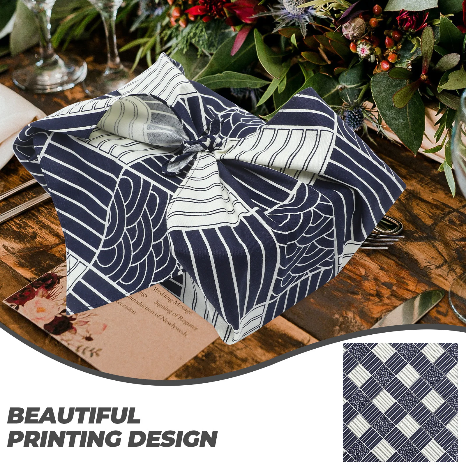 

Koi Print Furoshiki Cloth Japanese Style Handkerchief Gift Wrapping Fabric for Bento Lunch Box Decorative Packing