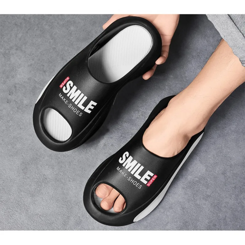 Outdoor Beach Slippers, Trendy Imitation Paint Coconut EVA Soft Bottom Men's and Women's Indoor Bathroom Sandals