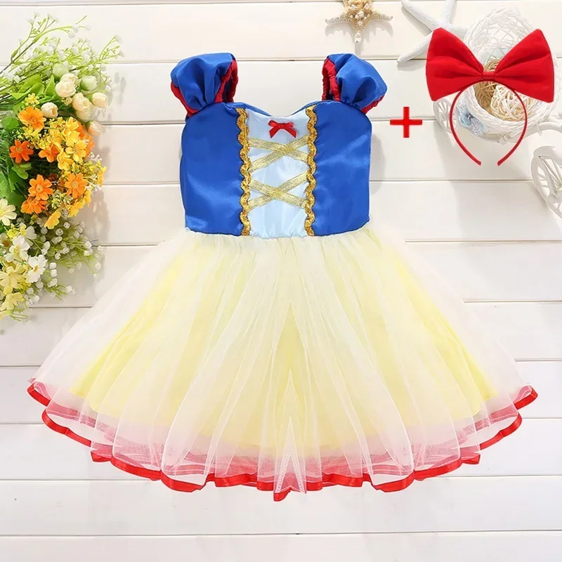 Baby Girl Snow White Princess Dresses Kids Birthday Tutu Gown Girls Birthday Gift 2024 New Halloween Carnival Costume