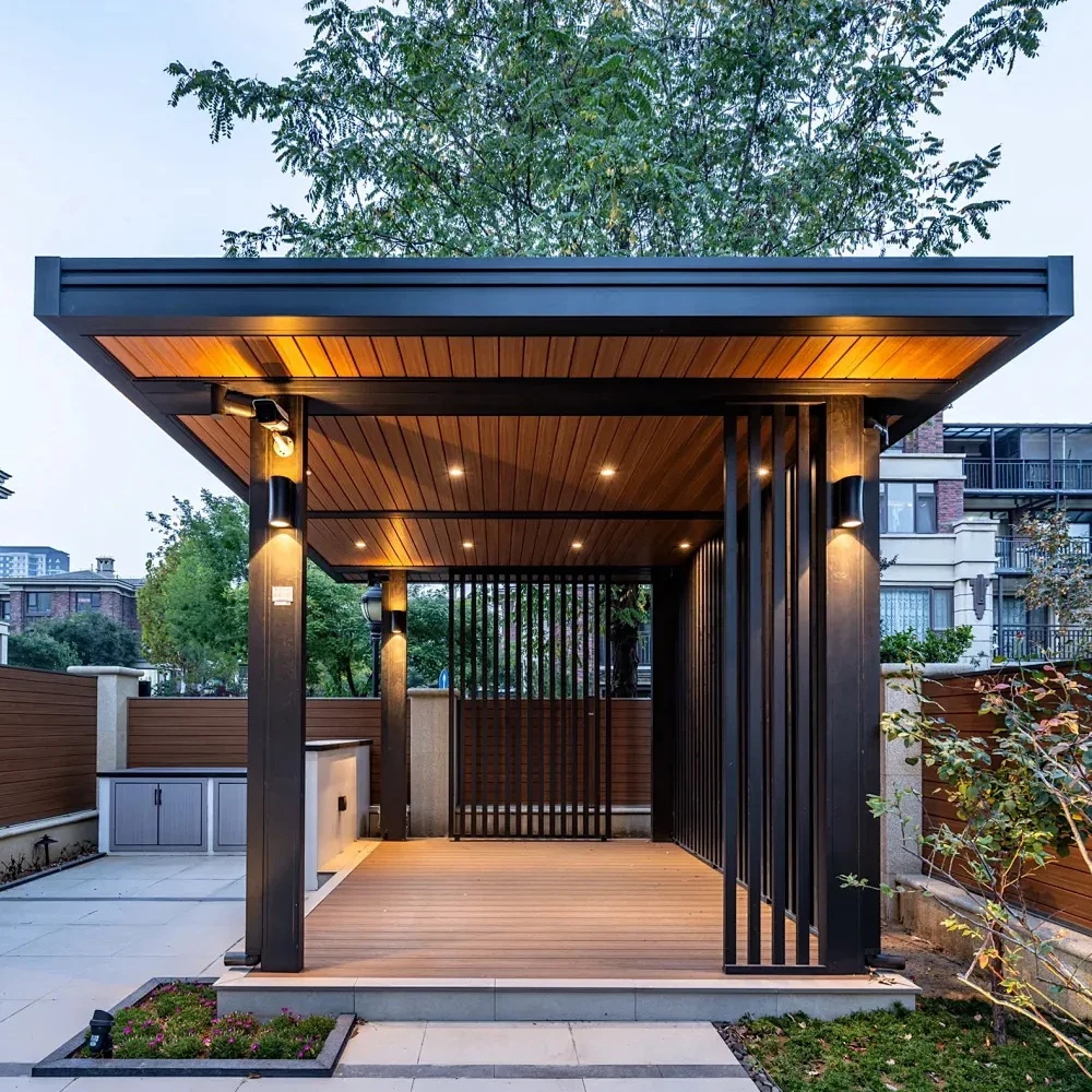 3x4x2.5m Aluminium Pergola Electric Shutter Garden Canopy Pavilion Gazebo Outdoor Louvre Pergolas Motorized