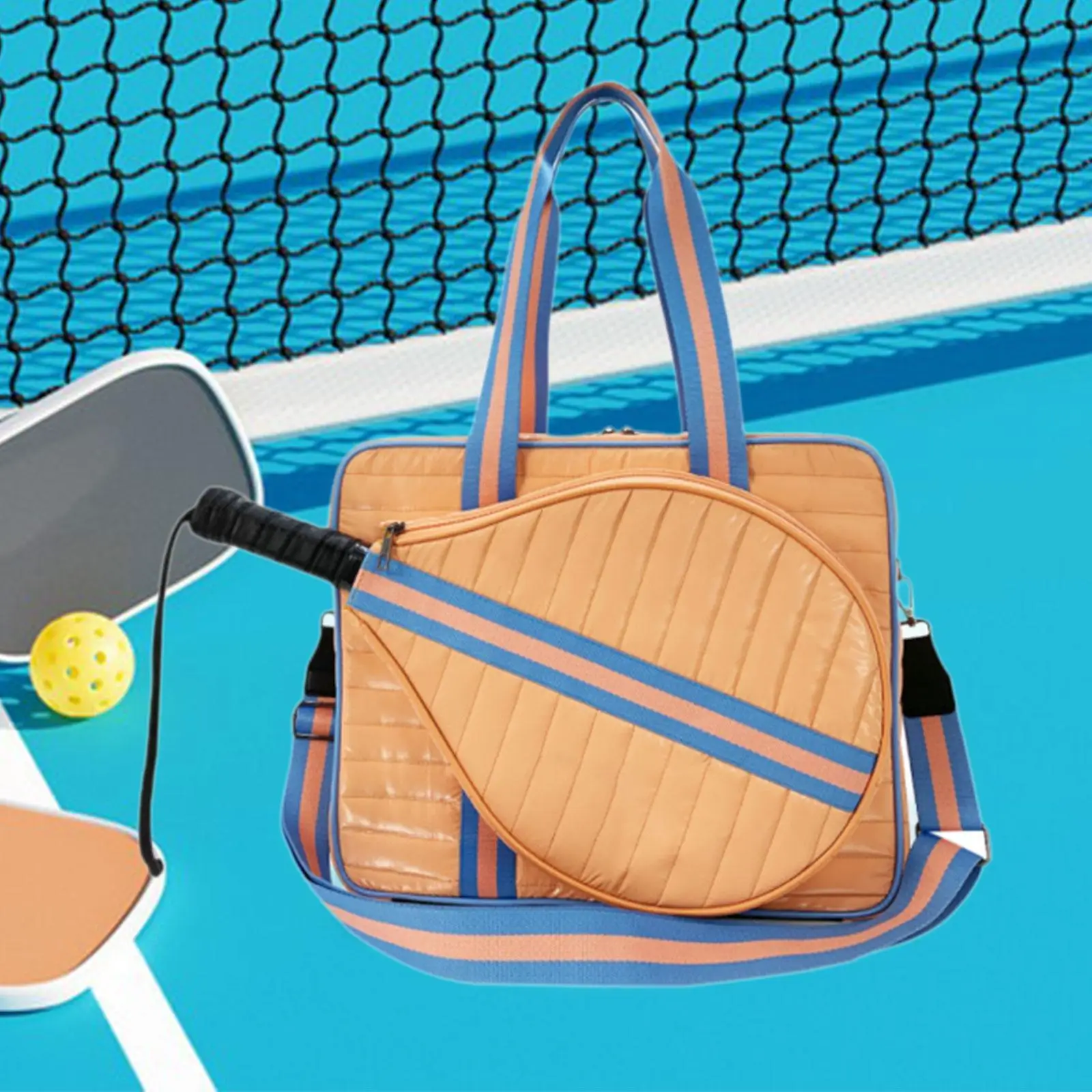 Bolsa para raquetas de pickleball, de gran capacidad, tipo bandolera, para llevar raquetas de tenis y bádminton, hecha de neopreno, ideal para actividades físicas al aire libre.