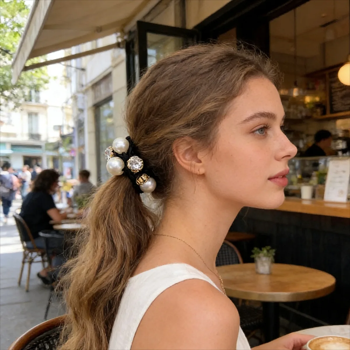 

Женская повязка на голову в ретро-стиле с жемчужной отделкой и блестящими стразами, аксессуар для волос