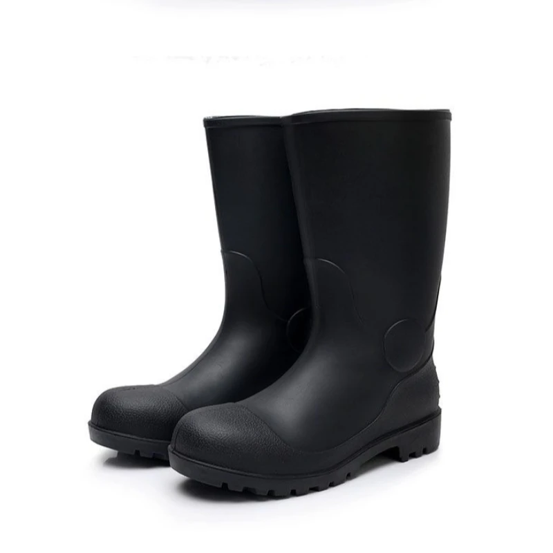Men's Steel Toe Rain Boots Anti-Puncture Safety Water Shoes Non-Slip Construction Work Wellington Boots