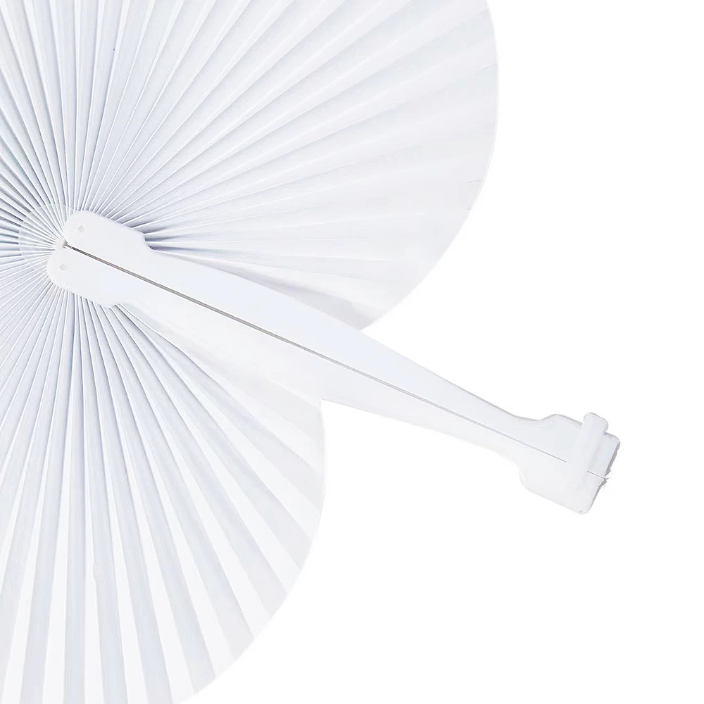 12PC White Folding Paper Fan for Kids Birthday Party, Wedding Guest Gifts, Baby Shower, Country Home Decor, Piñata Filler 14.5cm view 5
