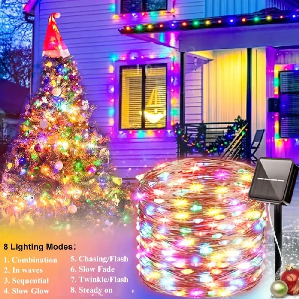

Solar Powered LED String Lights Fairy Lights Waterproof with 8 Modes for Gardens Trees Parties Weddings and Christmas Decoration