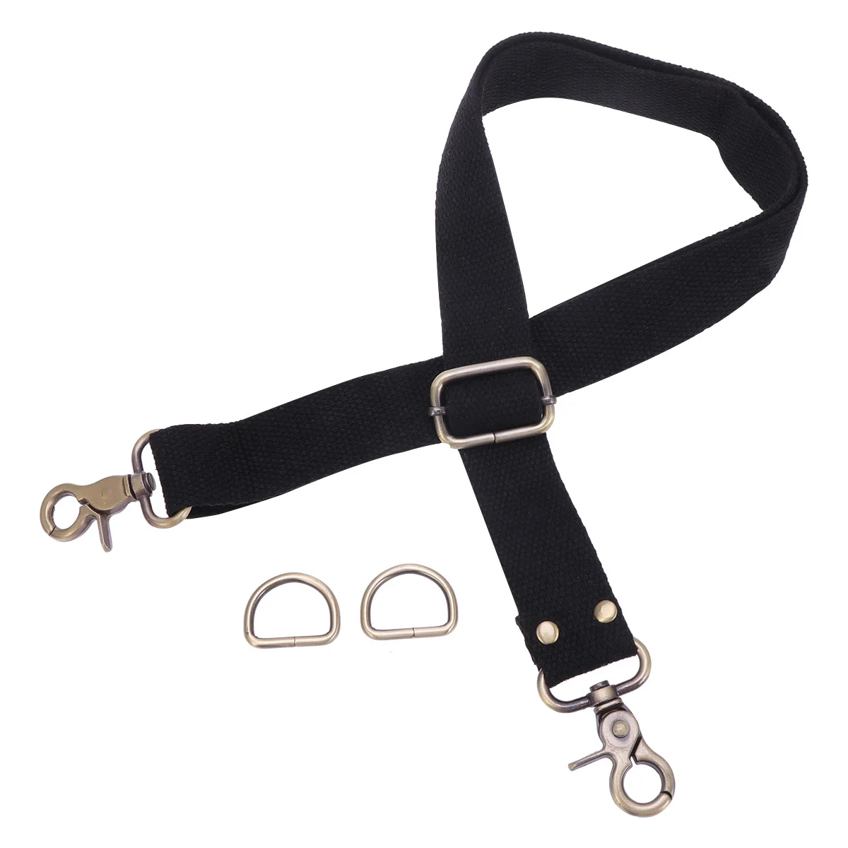 1 قطعة حزام القطن قابل للتعديل قماش استبدال حقيبة الكتف Crossbody محفظة حزام أسود 3.2 سنتيمتر مشبك معدني مريح دائم