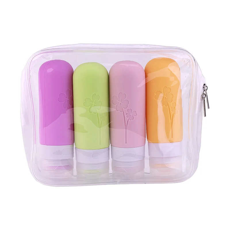 

4pcs 90ML Travel Refillable Bottle Set Lotion Shampoo Shower Gel Tube Bottling Cosmetic Empty Liquid Container Portable Tool