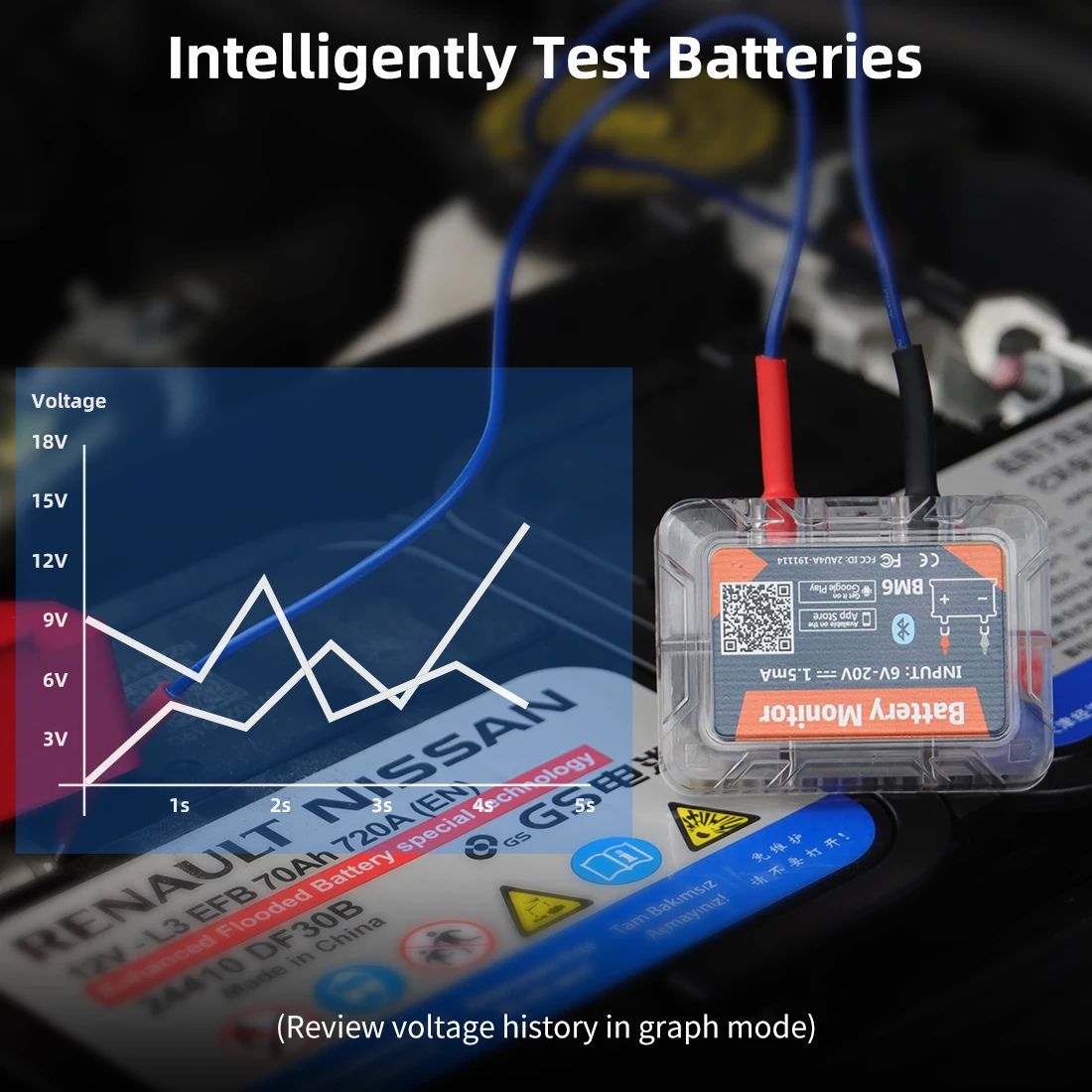 BM6 Wireless Bluetooth 4.0 12V Battery Monitory With Car Battery Health Check APP Monitoring Battery Tester For Android IOS Hot