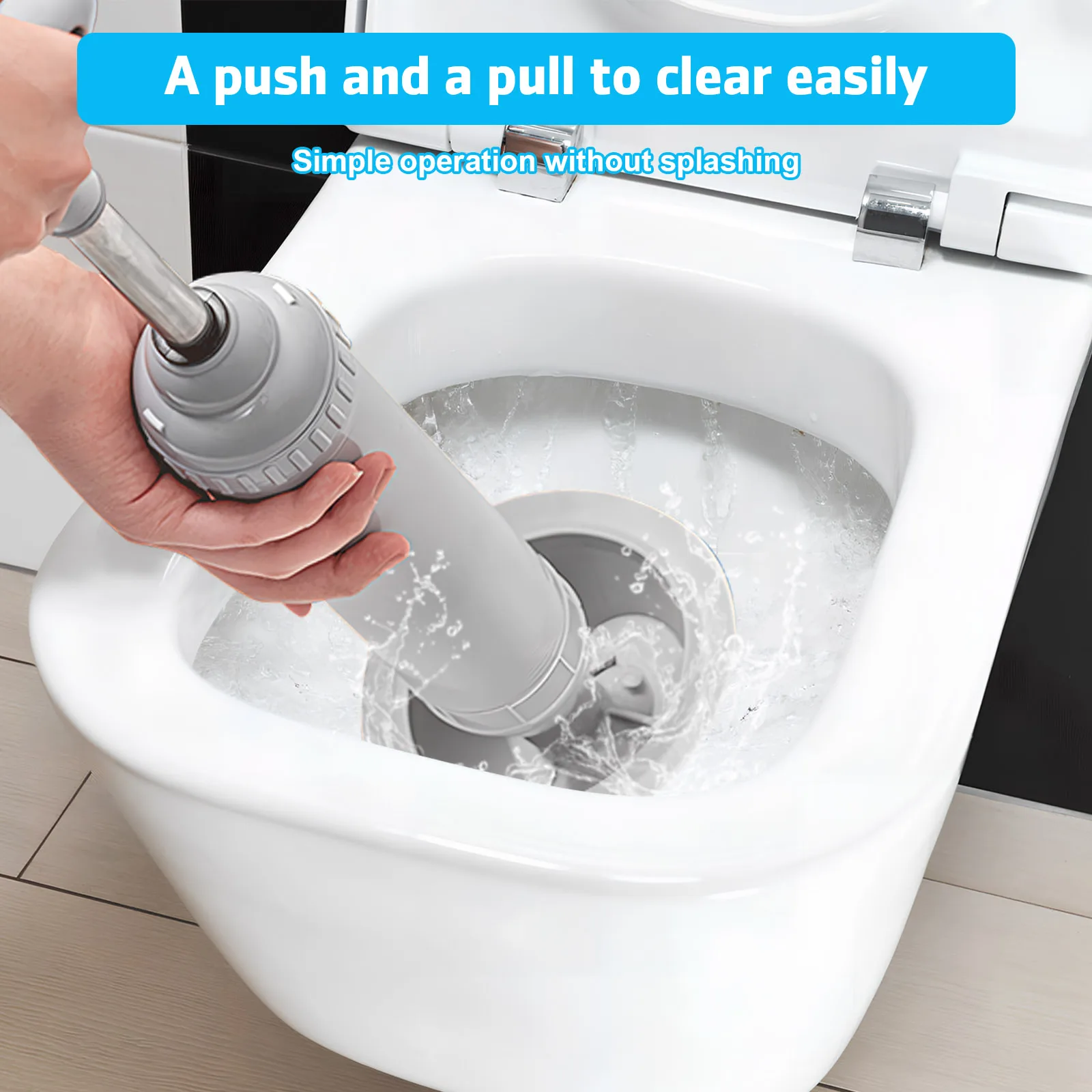 

High Pressure Toilet Plunger White Curved Head Unclogger Bathroom Kitchen Sink Bathtub Floor Drains Unblock Tool