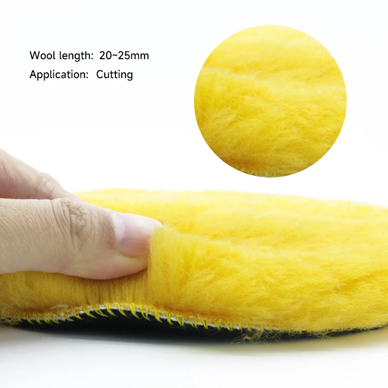 DETAILING 3/5/6 Inch Yellow Wool Buffing Cutting  Pad  One Step Automotive Body Polishing For DA/RO/GA Polisher