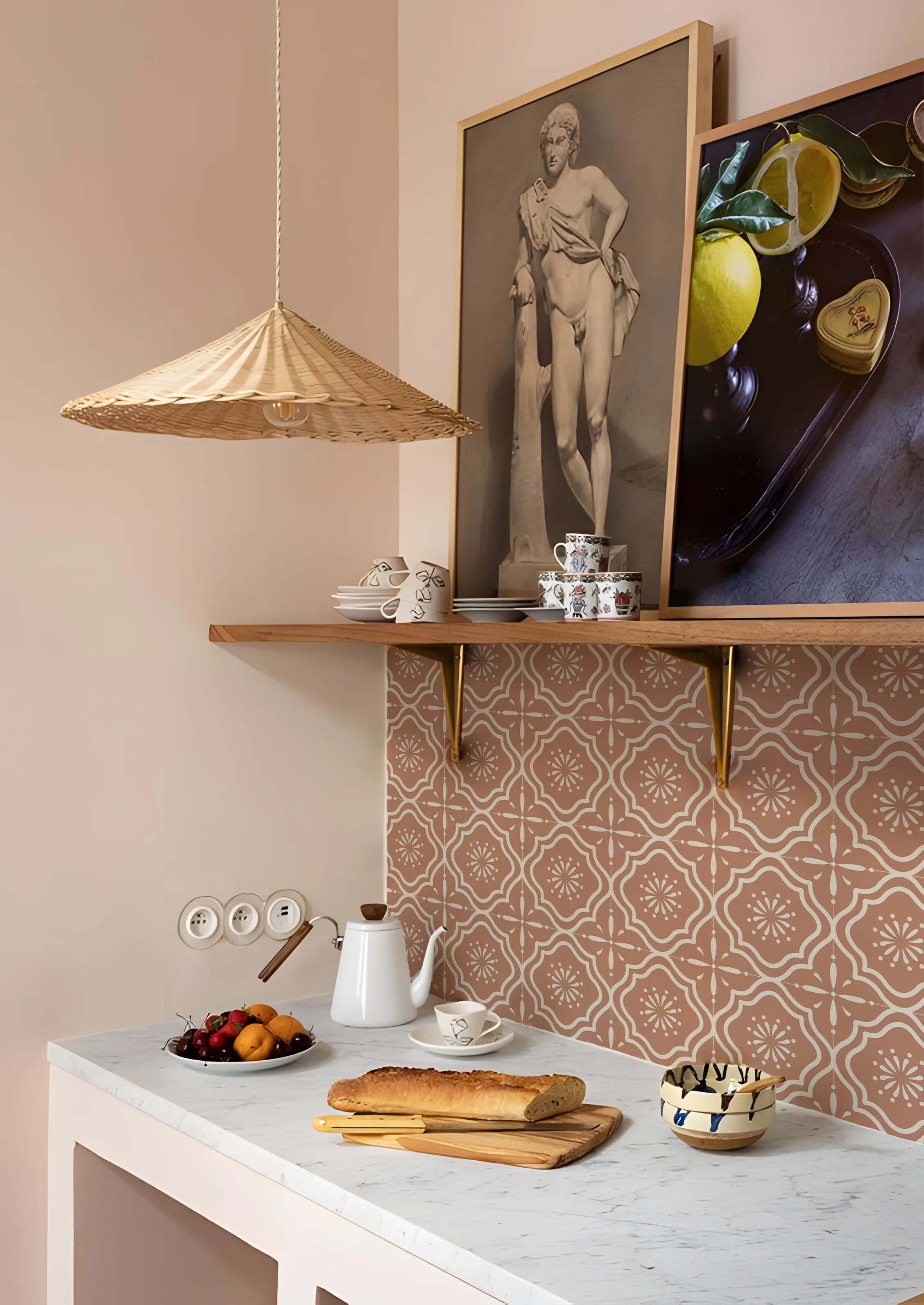 Terracotta Anti-Slip Peel and Stick Floor Tile Stickers for Bath, Kitchen, Laundry Floor - Waterproof & Removable