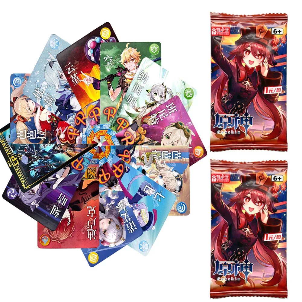 3/6/12 حزم لعبة Genshin تأثير جمع بطاقات طاولة الحفلات مجلس لعب للعائلة الأطفال هدايا عيد الميلاد عيد الميلاد
