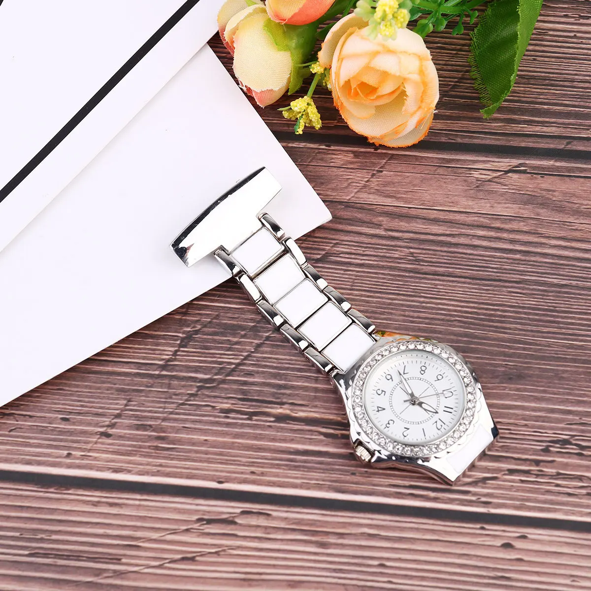 

1pc Nurse Pocket Watch Silver Lapel Pin Timepiece For Doctors Nurses Hospital Staff Simple Durable Design