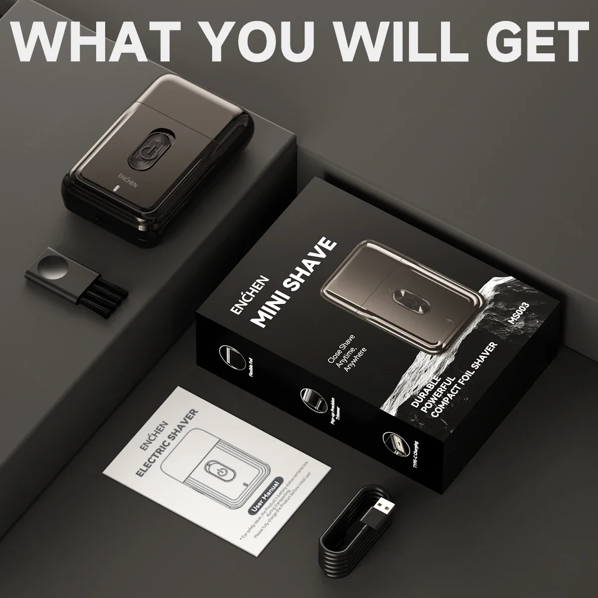 ENCHEN Electric Shaver Professional Shaver Portable Shaving Machine Mini Beard Trimmer Razor Cordless Blade Shaver for Men MS003