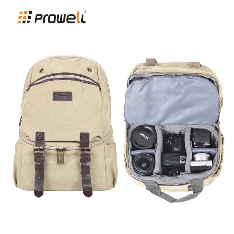 Prowell Camera Backpack Bags Canvas Leisure Multifunctional photography Backpack Bag Travel Camera Backpack For Canon Sony Nikon