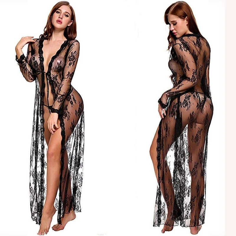 Sexy Babydoll Lingerie Long Skirt Erotic Transparent Dress Sensual Woman Underwear Porno Sex Outfits Dresses Nightdress