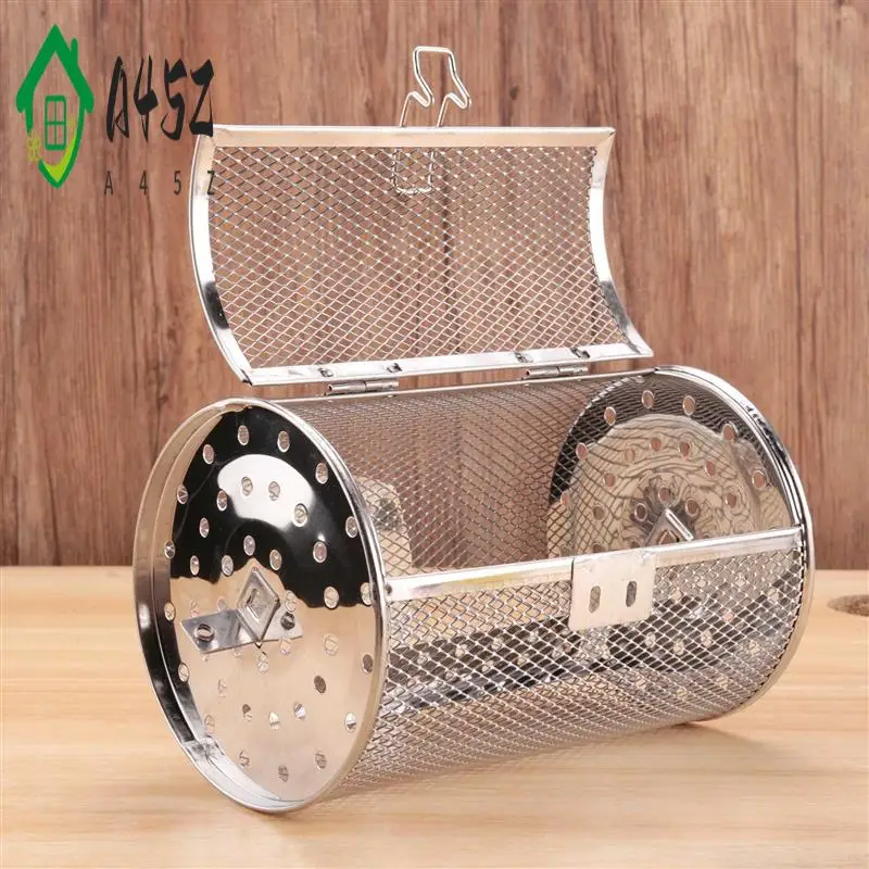 

A45Z-Stainless Steel Grill Roaster Drum Oven Basket Bakeware Oven Roast Baking Rotary Nuts Basket BBQ Grill Cooking Tool