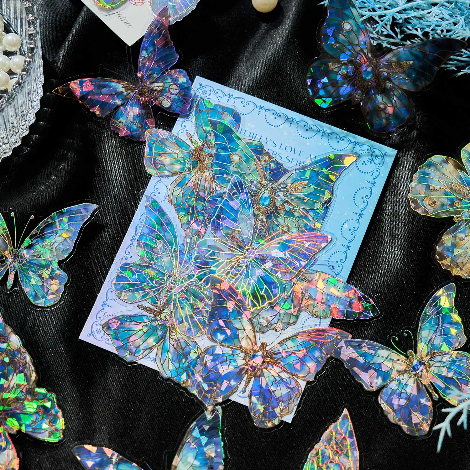 ชุดสติกเกอร์กันน้ำลายผีเสื้อ สัตว์เลี้ยง ลายดอกไม้รักผีเสื้อ ชุดเปลือกหอย แสง สมุดบันทึก DIY วัสดุตกแต่ง